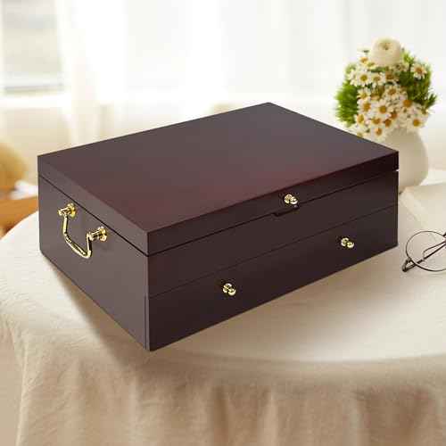 Silverware Storage Box Solid Wood with Lid