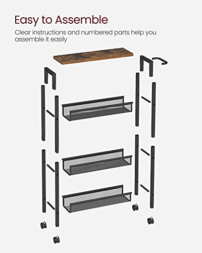 4 Tier Slim Rolling Storage cart with Wheels