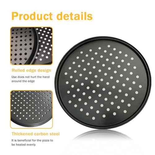 9.5,10,11''Pizza Pan for oven, Round Nonstick Pizza Pans with Holes, Carbon Steel Pizza Baking Tray for Home Kitchen 3 Pack (9.5,10,11 Inch Pizza Pan (3 Piece)) (3 Count)