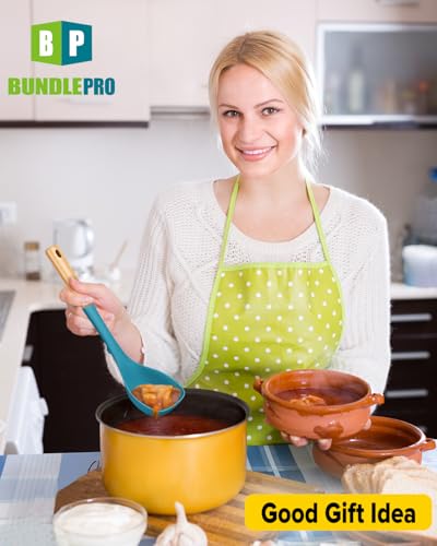 Silicone Soup Ladle and Pasta Spoon Set with Wooden Handle (2 Count)