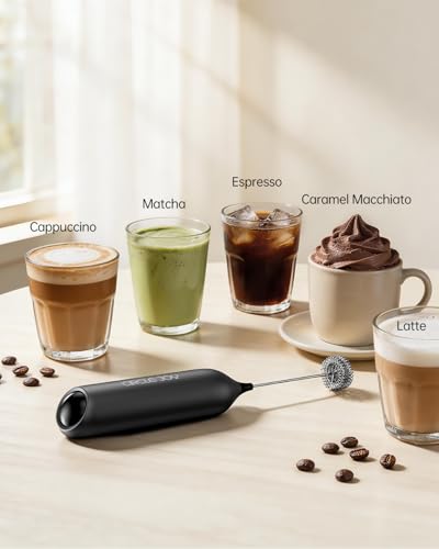 Rechargeable Milk Frother Handheld with Stand