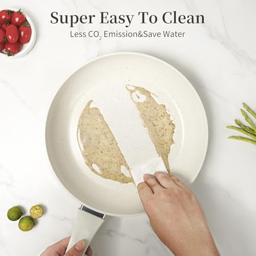 Nonstick Ceramic Frying Pans Skillets Set with Lid 8"+9.5"+11"