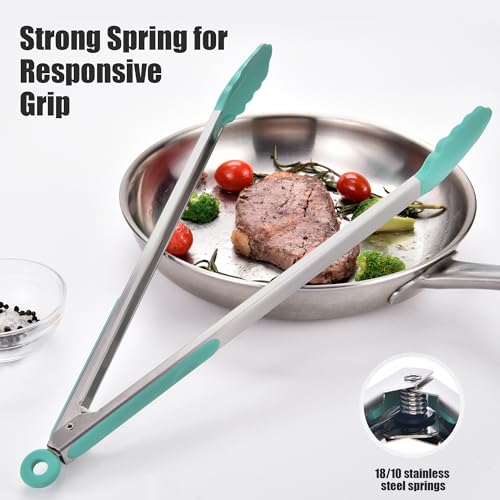 Kitchen Tongs with Silicone Tips for Cooking Serving