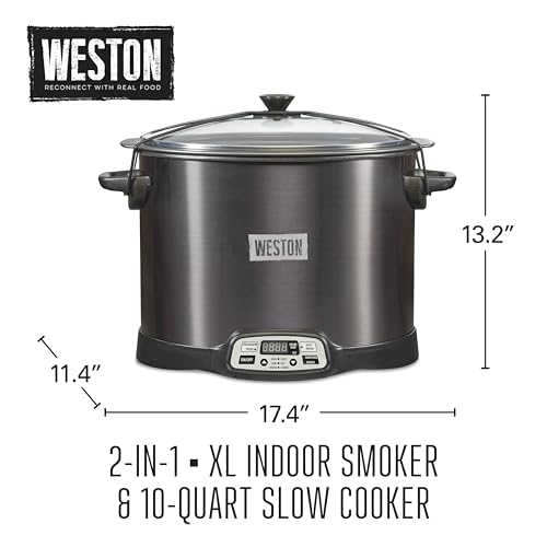 2-in-1 Indoor Electric Smoker & 10 Quart Programmable Slow Cooker