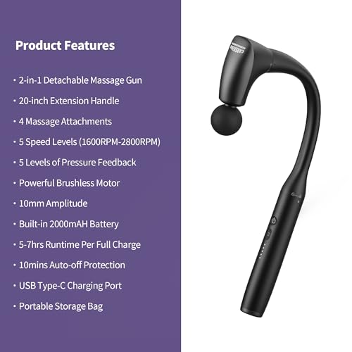2-in-1 Detachable Muscle Massage Gun Deep Tissue with Extension Handle