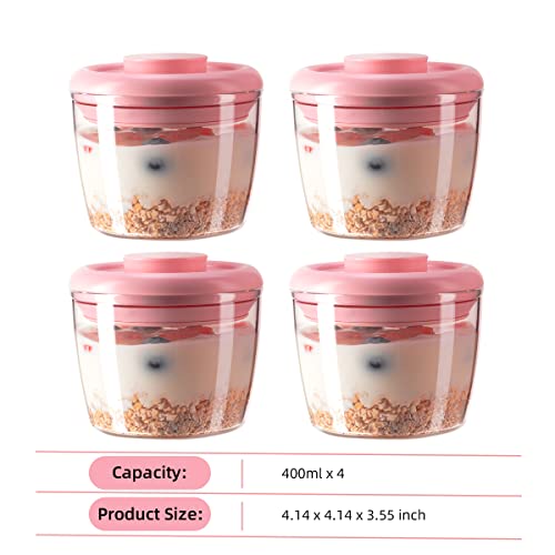 400ml Meal Prep Container Set of 4 Pink Tritan Plastic Food Storage Containers with Lids (4 Count)