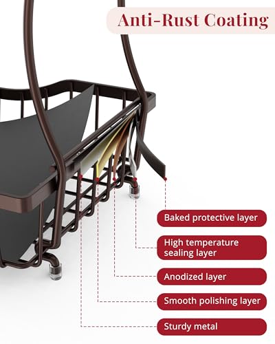 Large 2 Tier Fruit Basket for Kitchen Counter with 2 Banana Hangers (2 Count)