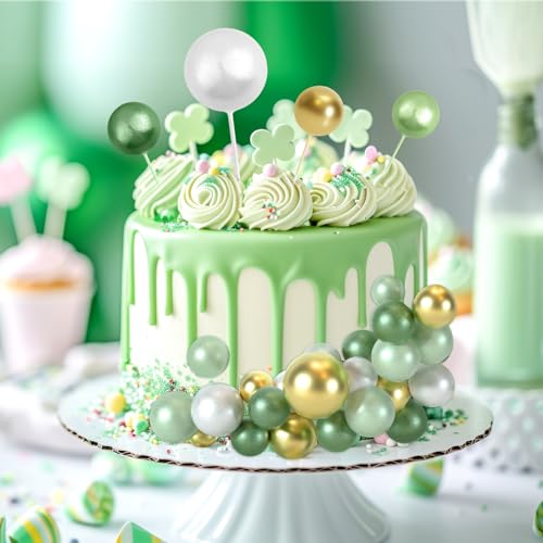 48 Pcs Balls Cake Topper Decorations Balloon Cupcake Toppers Foam Cake Topper Balls Cake Balls Decorations for Birthday Party Cake Decorating (48 Count)