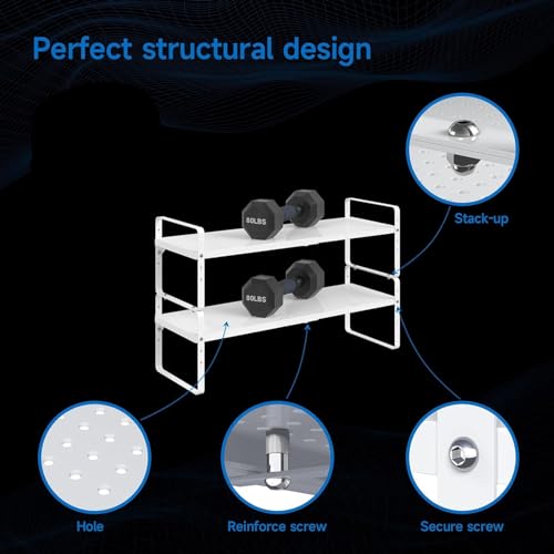 Expandable Cabinet Shelf Organizer Adjustable Metal Spice Rack Stackable Freestanding Counter Storage Shelves for Kitchen Cabinet Under Sink Office Desk (3 Count)