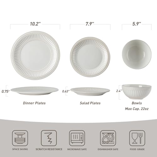 Ceramic Plates and Bowls Sets (24 Count)