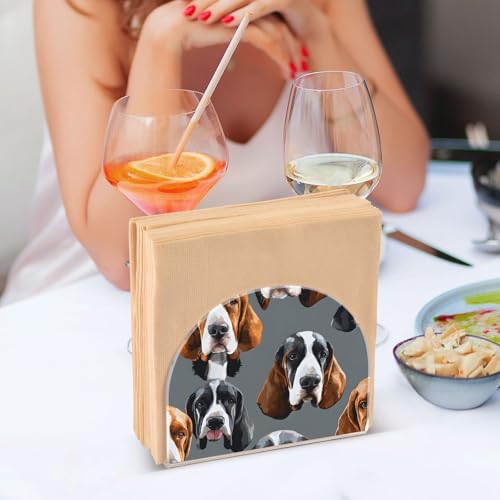 Basset Hound Dogs Napkin Holder for Table Paper Napkins Holder Acrylic Tissue Dispenser Kitchen Dining Room Bathroom Party Car Decor