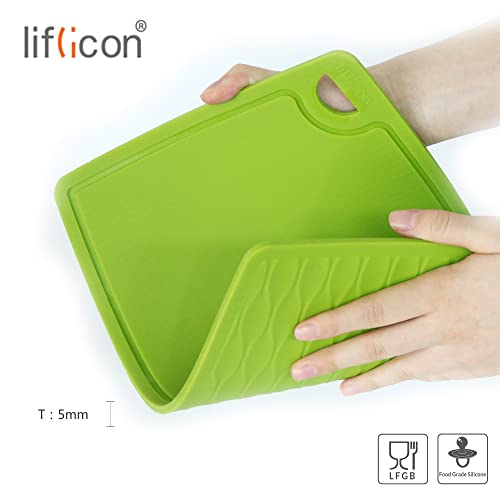 Thick Cutting Boards for Kitchen Silicone Chopping Board Set of 2 Mid 12.6'' x 9.1” (2 Count)