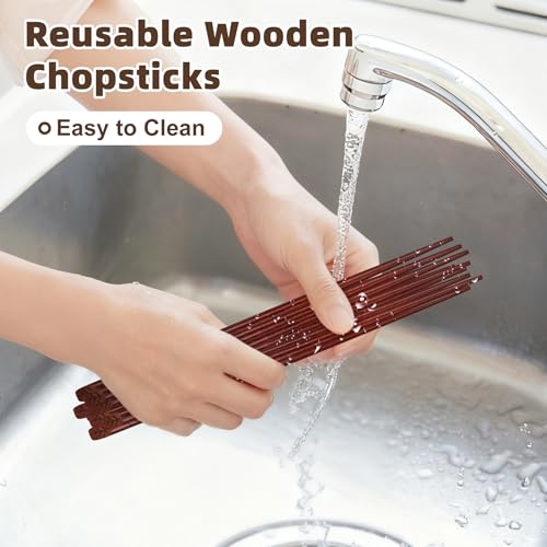 5 Pairs Hardwood Chopsticks Japanese Style Reusable Hand