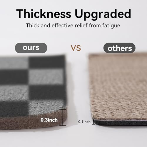 Kitchen Rugs Kitchen Mats for Floor Non Slip Black Checkered 17"x30" (3.55 Sq Ft)