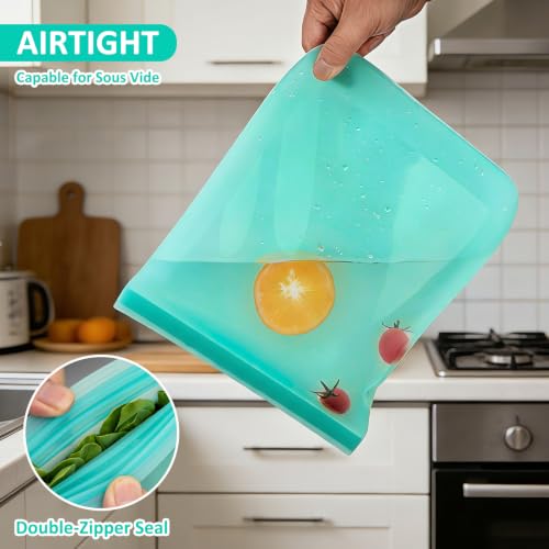 100% Silicone Reusable Gallon Freezer Bags (4 Count)