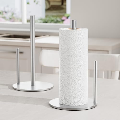 Paper Towel Holder Silver Stainless Steel Kitchen Countertop Roll Organizer