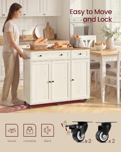 Mobile Kitchen Wooden Island Cart with Storage for Dining Room