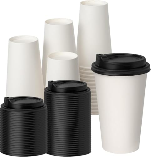 Coffee Cups 16 oz 2 Pack with Lids (5 Count)