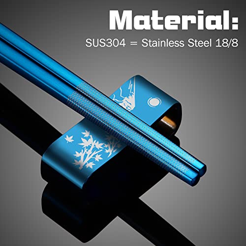 Metal Chopsticks Reusable 2 Pairs Titanium Plated 18