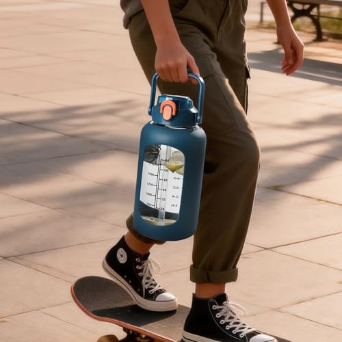 84oz Glass Water Bottle with Straw