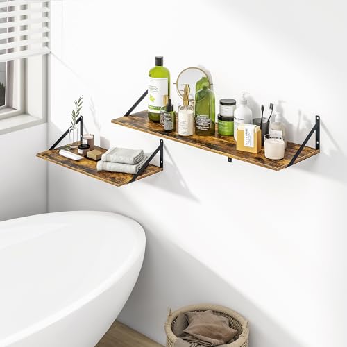 24W x 12D Deep Floating Shelves Set of 2 Rustic Brown (2 Count)