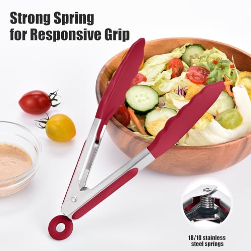 Kitchen Tongs with Silicone Tips for Cooking Serving