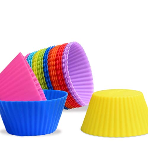 24 Pack Silicone Baking Cups Reusable Muffin Liners Non (24 Count)