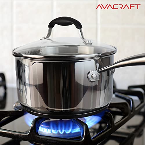 3.5 Quart Stainless Steel Saucepan with Glass Strainer Lid