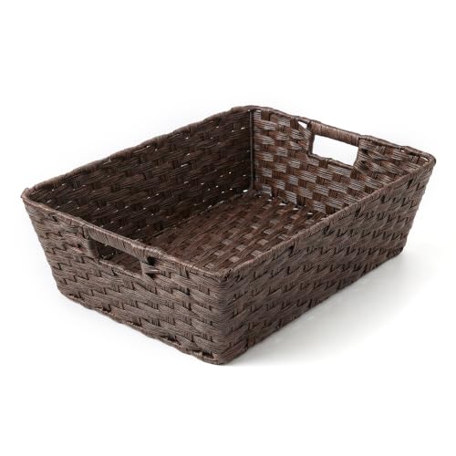 Large 2 Pack Plastic Wicker Storage Baskets (2 Count)