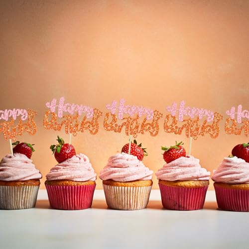 24Pcs Happy Birthday Cupcake Toppers (24 Count)