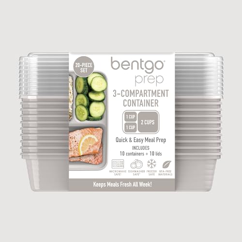 Prep 3 Compartment Meal Prep Containers with Lids (20 Count)