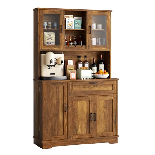 Farmhouse Tall Pantry Cabinet with Acrylic Doors