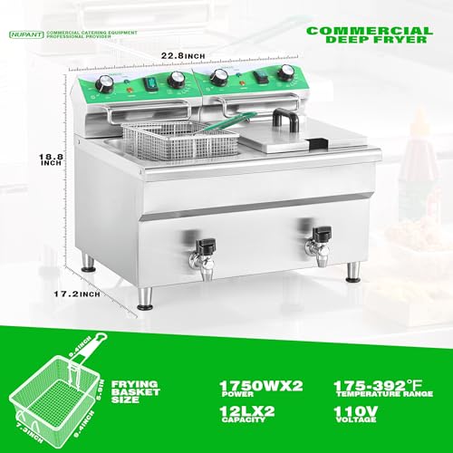 24L 25.4QT Commercial Deep Fryer with 2 Baskets and Lids