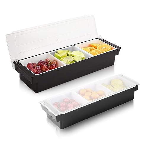 Ice Chilled Condiment Caddy with 3 Removable Trays and Lid (88.1849 Ounce)