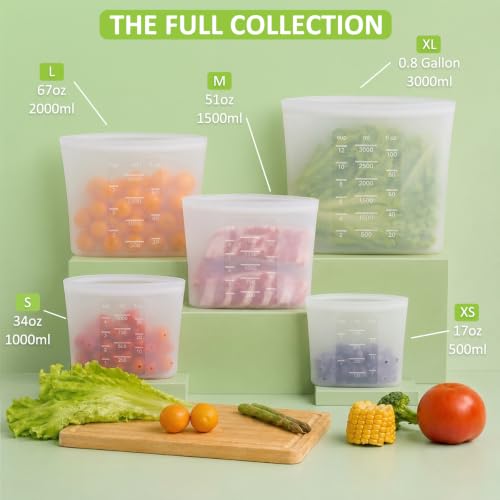100% Silicone Reusable Storage Bag (9 Count)