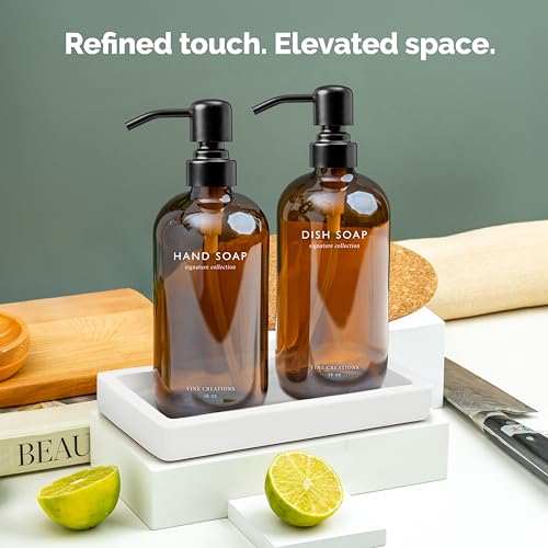 Amber Glass Soap Dispenser Set (2 Count)