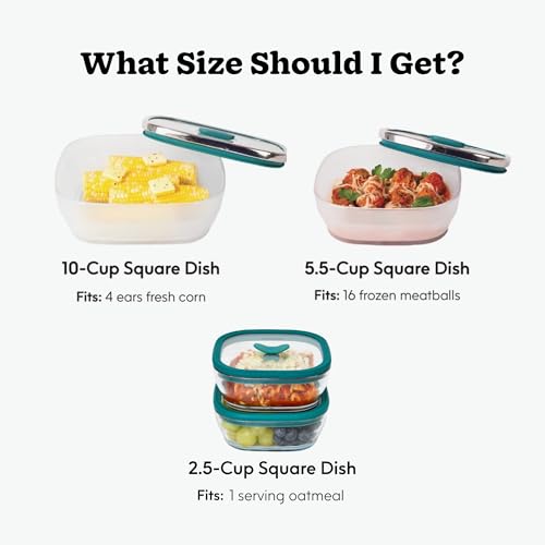 10 Cup Square Glass Food Storage with Lid