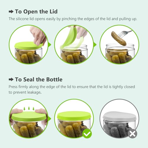 Glass Pickle Container with Strainer