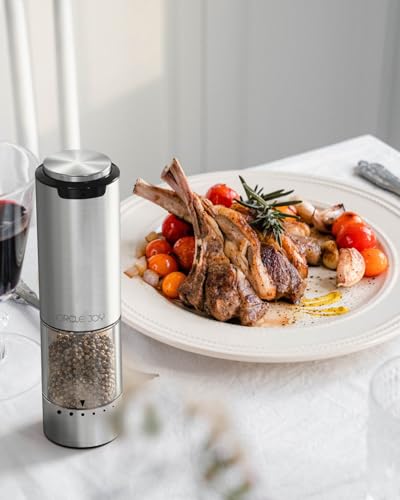 Electric Pepper Grinder Stainless Steel Rechargeable Pepper Mill with External Adjustable Coarseness
