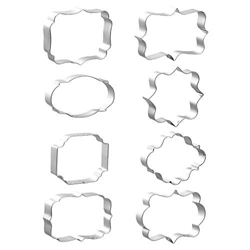 Fancy Plaque Frame Shaped Cookie Cutters Set Stainless Steel 8Pcs (8 Count)