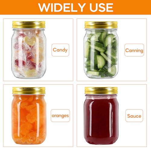 20 Pack 12oz Mason Jars with Gold Lids (20 Count)