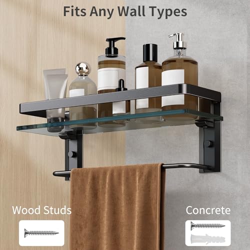 Bathroom Wall Shelf with Towel Bar
