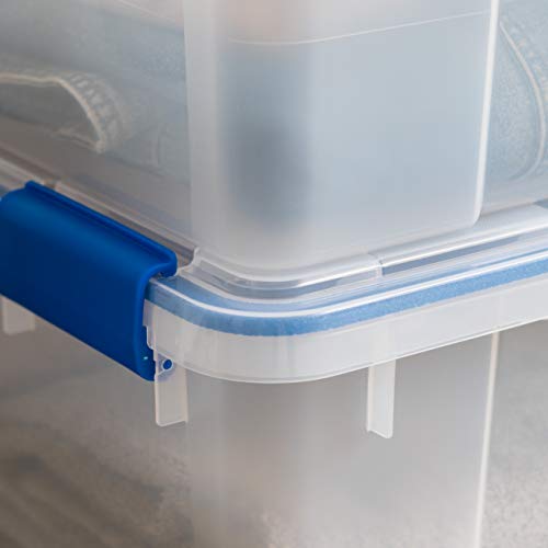 4-Pack 26.5/44 Combo Qt Storage Bins with Gasket Lids, Clear/Blue (4 Count)