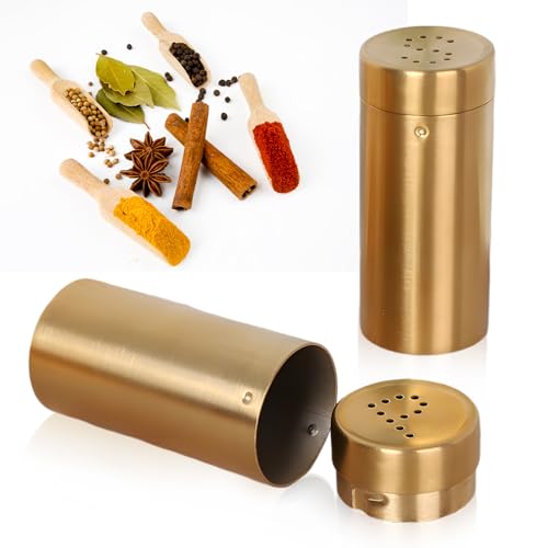 Gold Stainless Steel Spice Jars 2Pcs