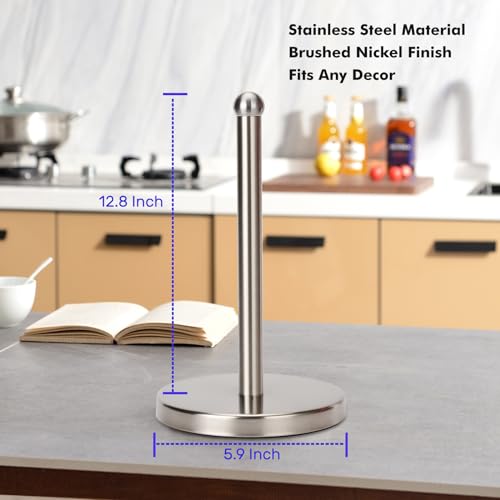 Paper Towel Holder Stand with Sturdy Base Fits Standard and Jumbo Sized Paper Towel