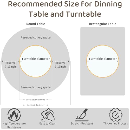 19.69" Lazy Susan for Table Top Sintered Stone Rotating Serving Tray for Dining Table