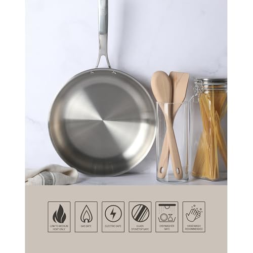 Castelle Large 12" Stainless Steel Frying Pan Non Toxic Fry Pan Skillet