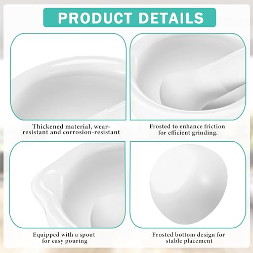 2 Sets Mini Porcelain Mortar and Pestle Set Porcelain Herb Grinder Crusher Grinding Bowl Kitchen Mixing Grinding Bowl with 2 Pieces Brushes for Seasonings (4 Count)