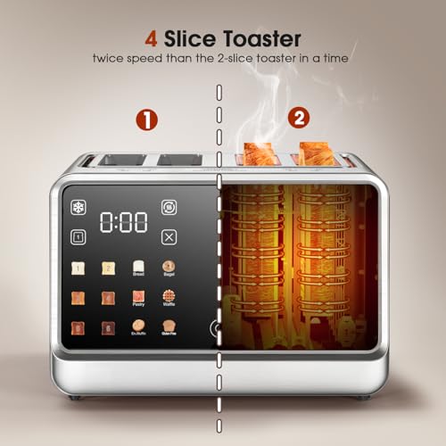 4 Slice Toaster with Dual Digital Smart TouchScreen & Independent Control Panel