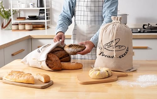 2 Pack Linen Bread Bags for Homemade Bread